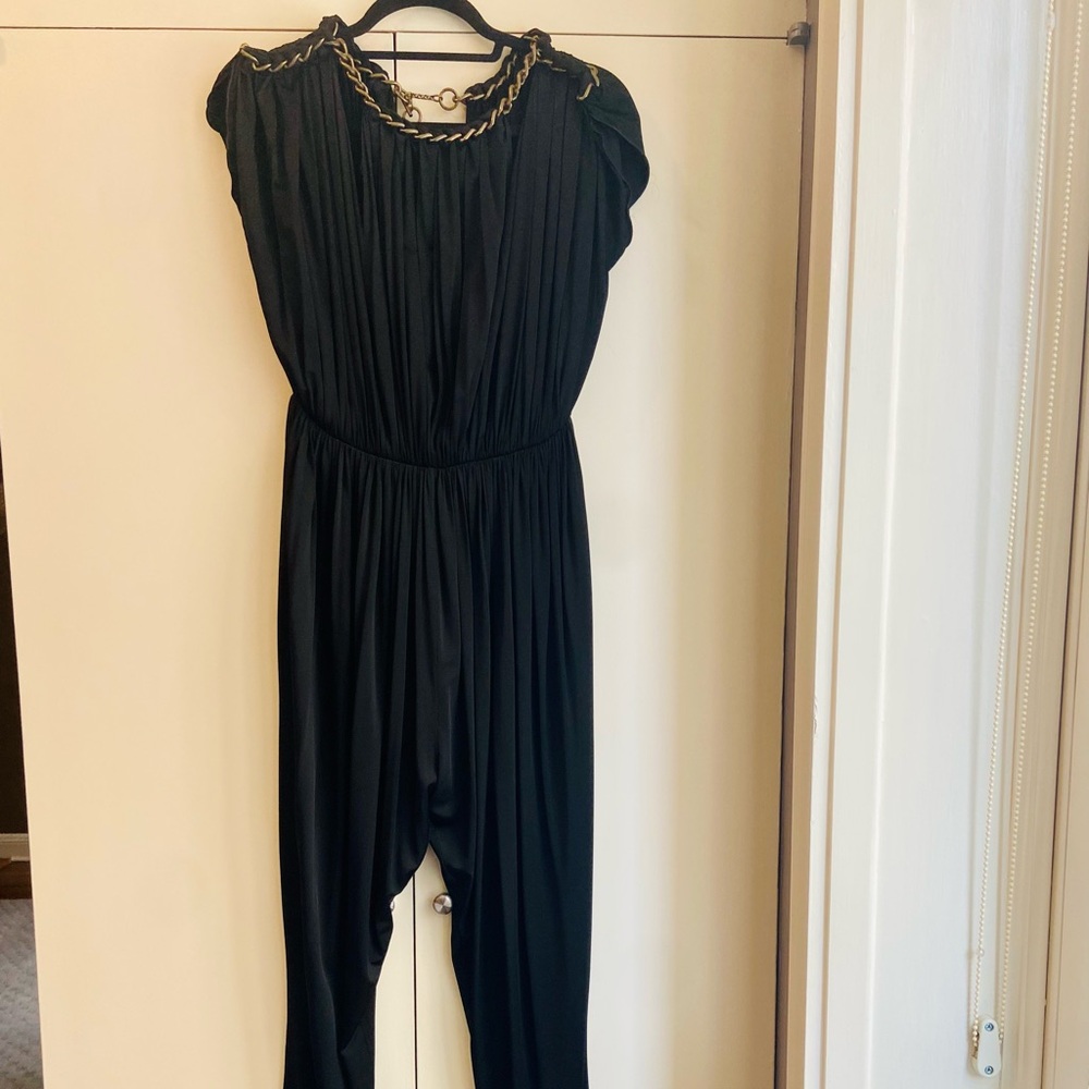 Lanvin 2014 Elegant Black Jumpsuit Romper with chain design